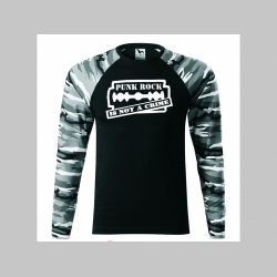 Punk Rock is not a Crime pánske tričko (nie mikina!!) s dlhými rukávmi vo farbe " metro " čiernobiely maskáč gramáž 160 g/m2 materiál 100%bavlna
